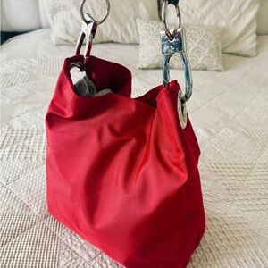 Braciano Vibrant Red Shoulder Bag with Silver Accents